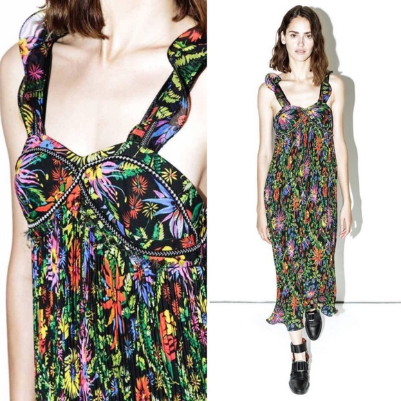 3.1 Phillip Lim floral colorful plisse dress - Picture 3 of 16